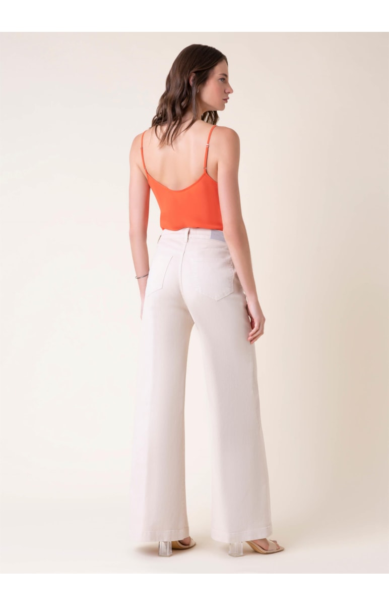 Calça Pantalona Color Stretch Bege