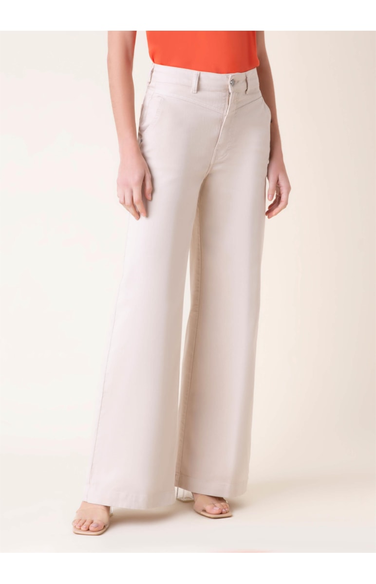 Calça Pantalona Color Stretch Bege