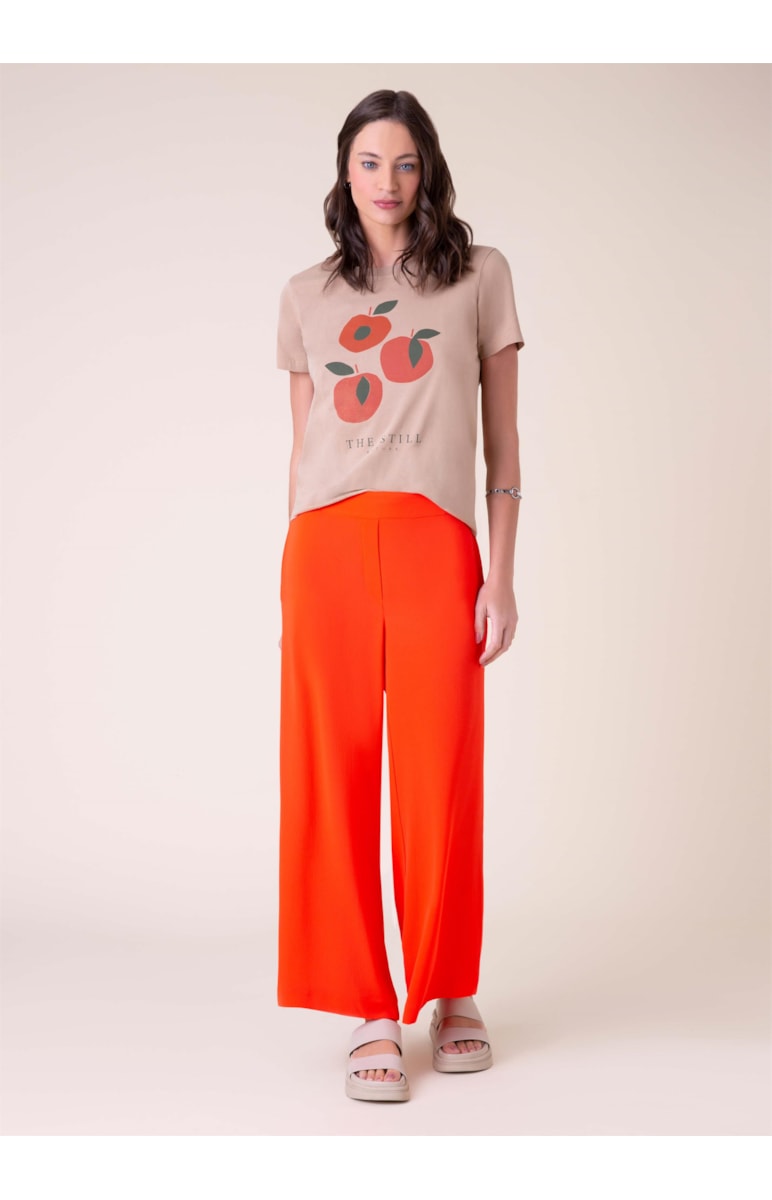 Calça Pantalona Crepe Laranja