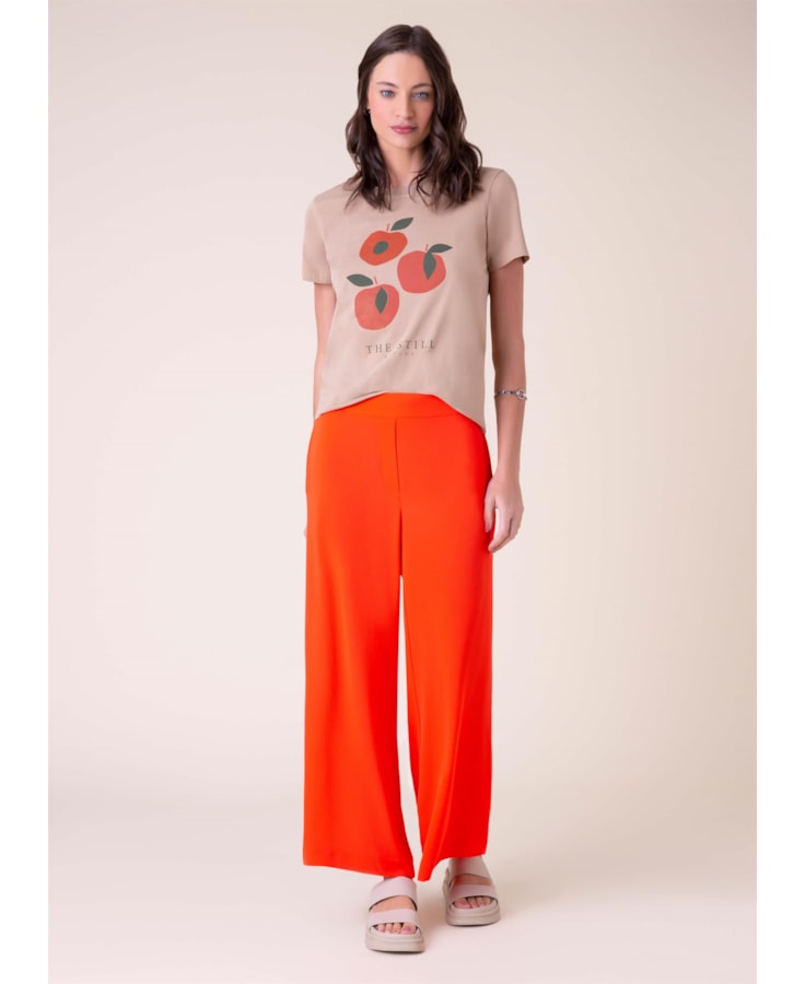 Calça Pantalona Crepe Laranja