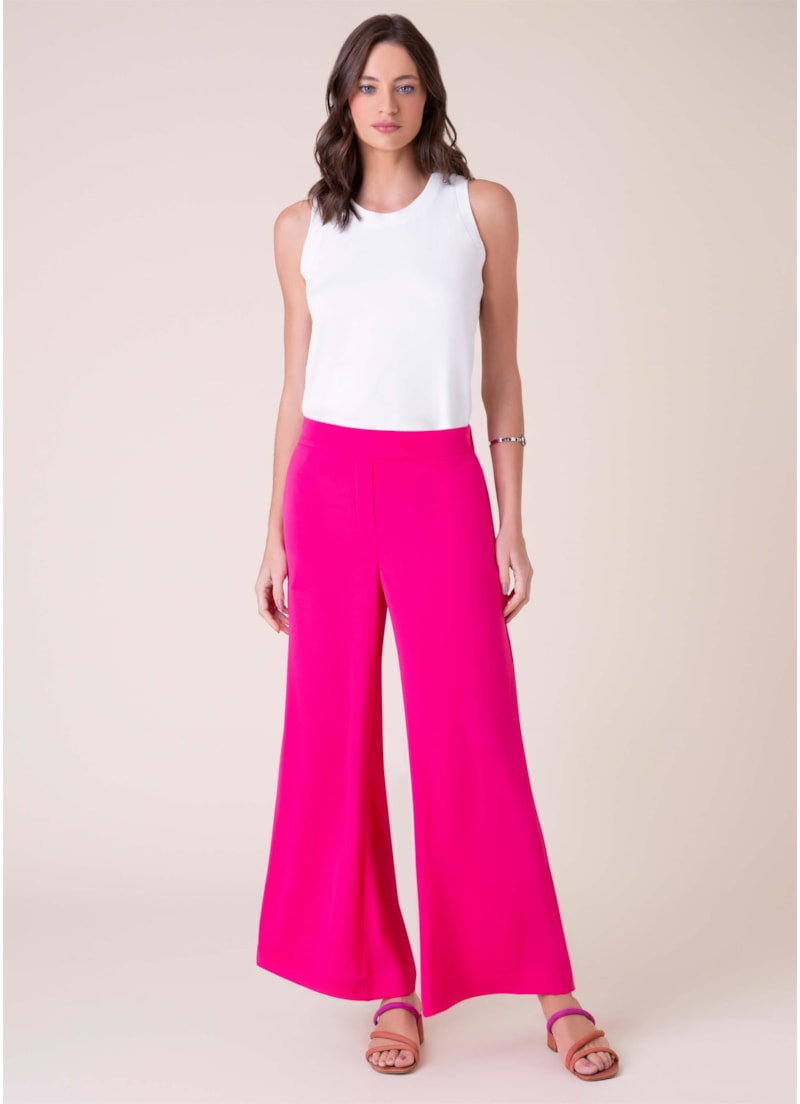 Calça Pantalona Crepe Pink