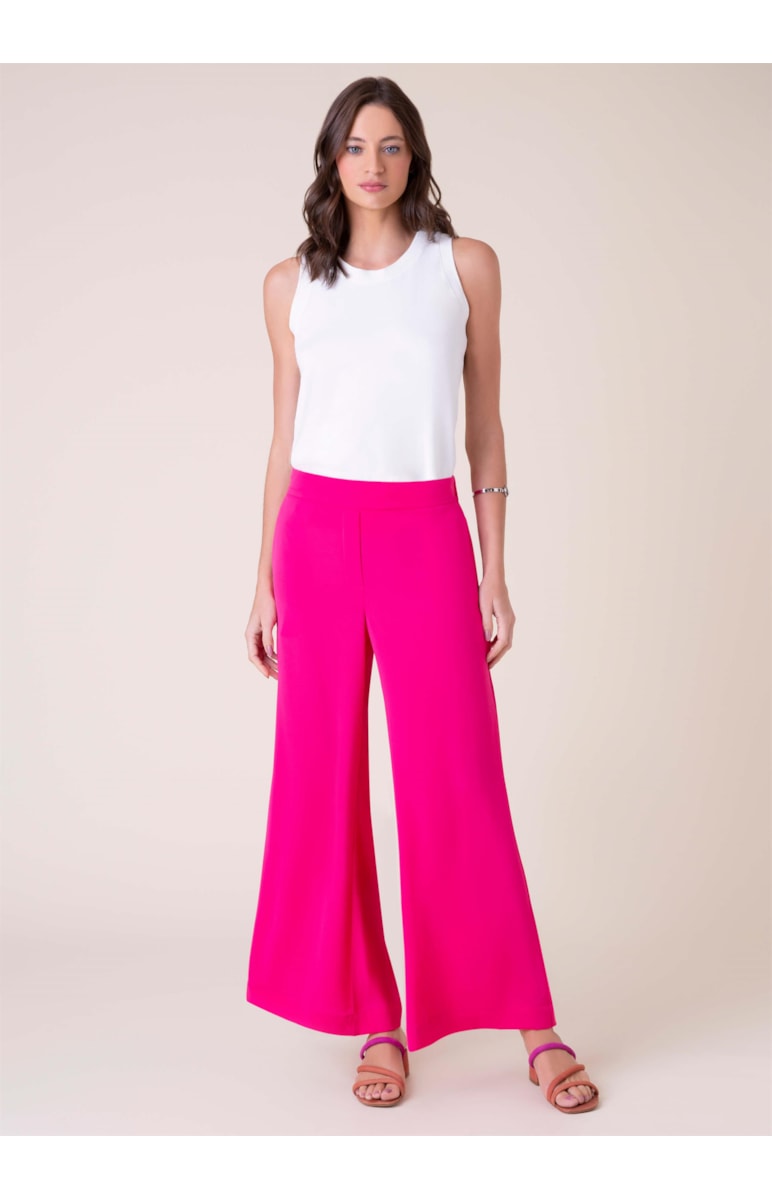 Calça Pantalona Crepe Pink