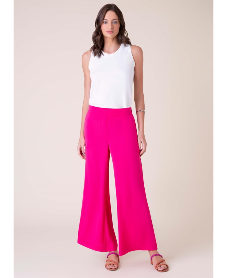 Calça Pantalona Crepe Pink