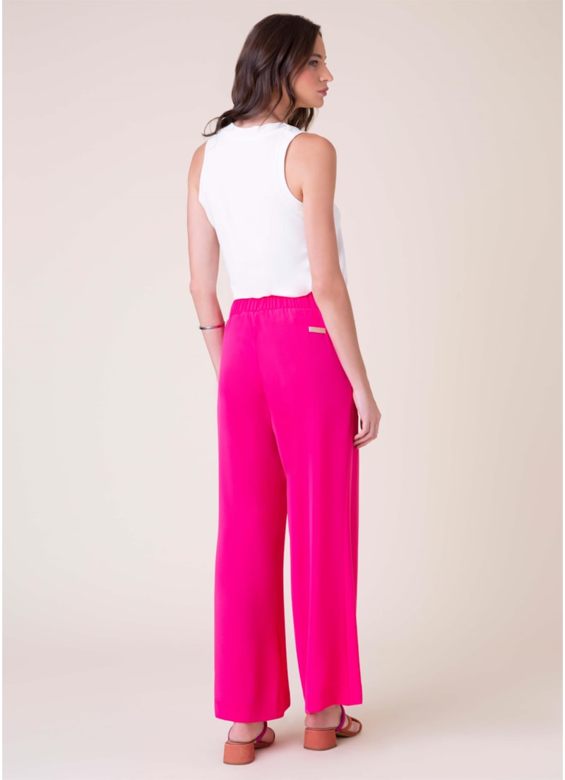Calça Pantalona Crepe Pink