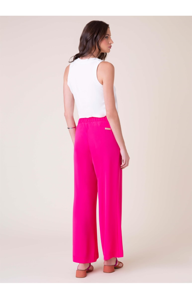 Calça Pantalona Crepe Pink