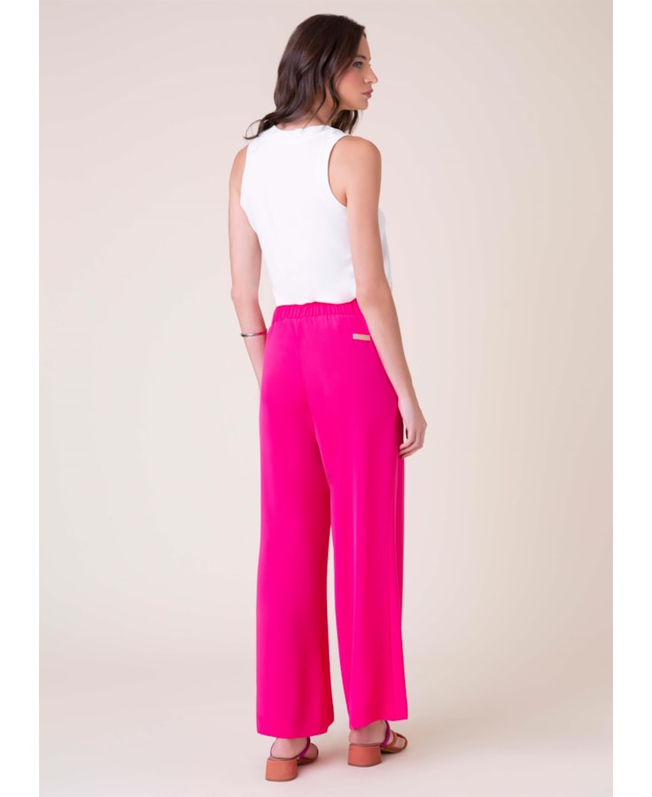 Calça Pantalona Crepe Pink