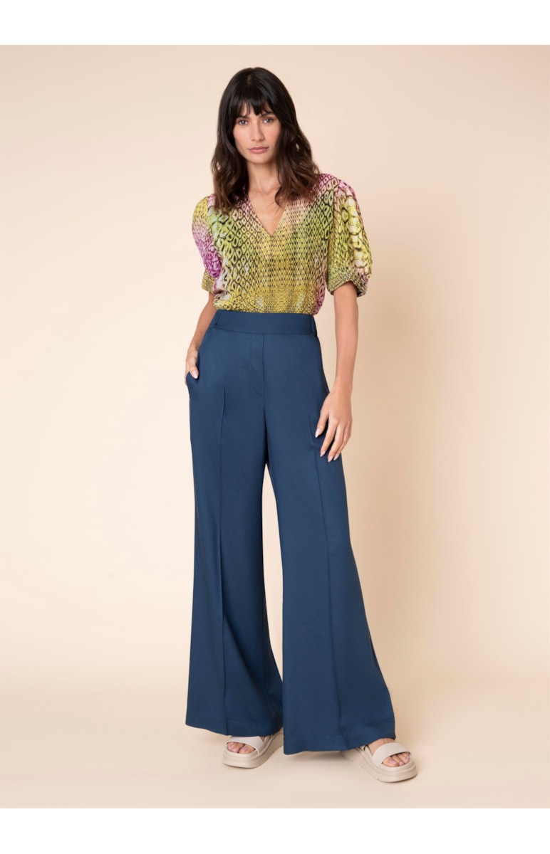 Calça Pantalona Elástico Marinho
