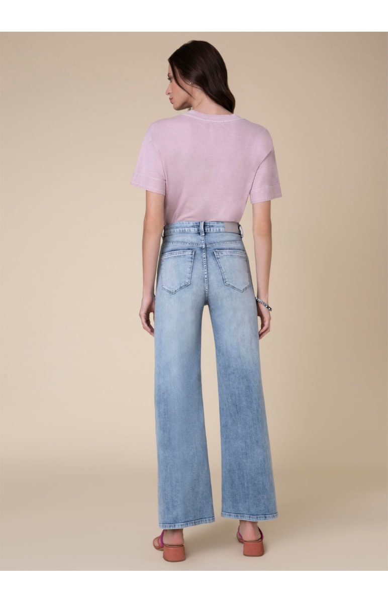 Calça Pantalona High Comfort Lav. Claro C/ Pincelado