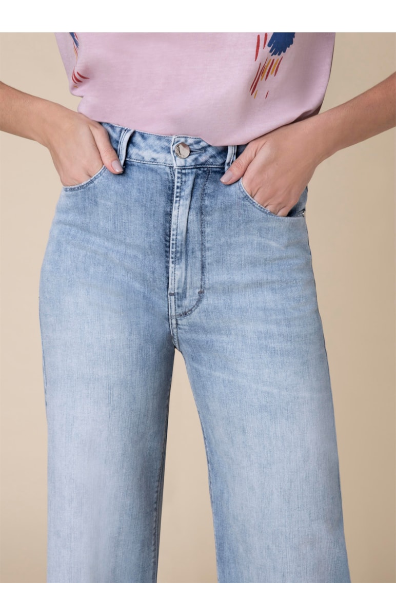 Calça Pantalona High Comfort Lav. Claro C/ Pincelado