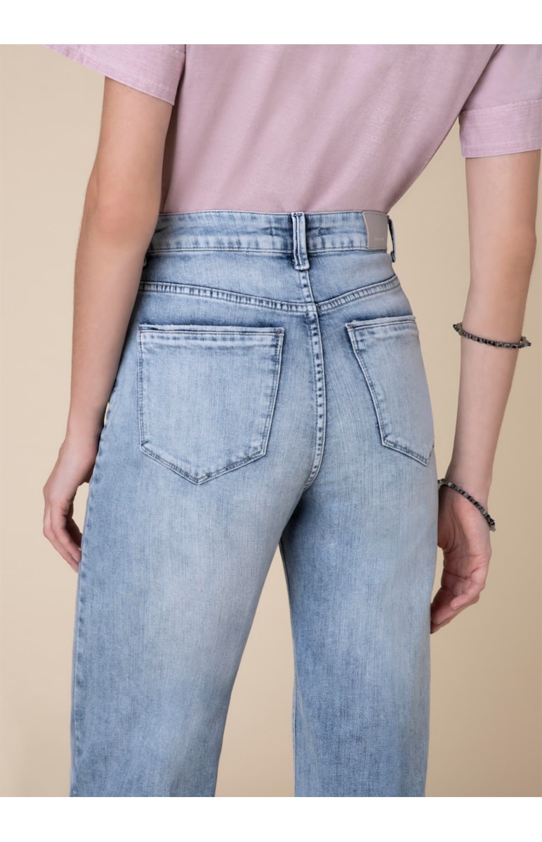 Calça Pantalona High Comfort Lav. Claro C/ Pincelado