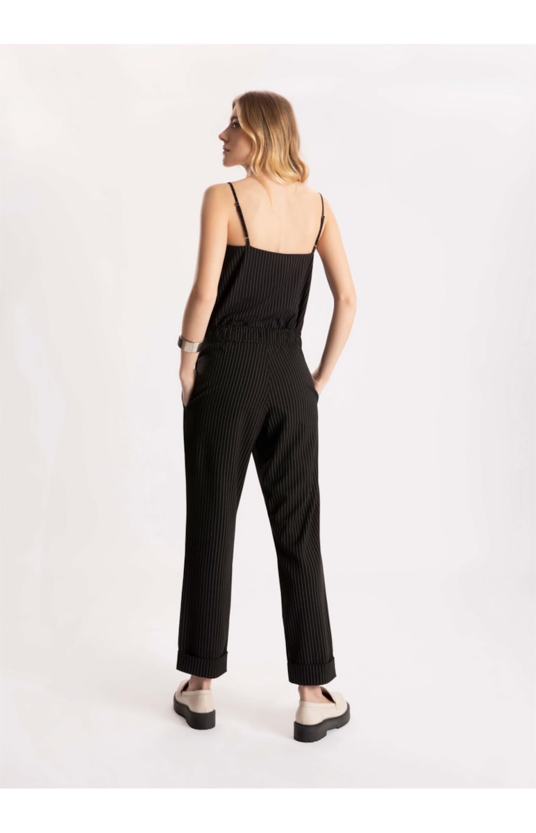 Calça Pin Stripes Reta Preto