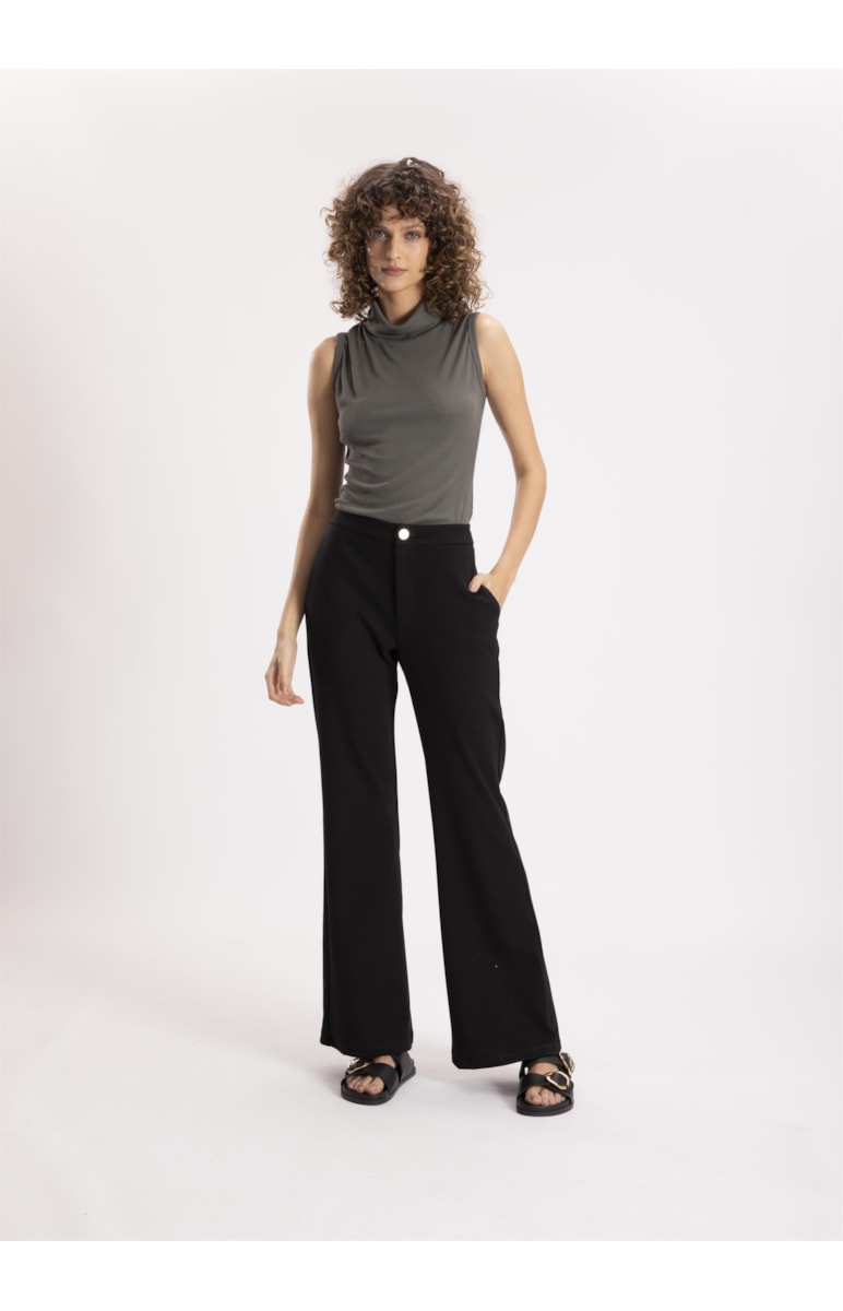 Calca Ponto Roma Bootcut Preto