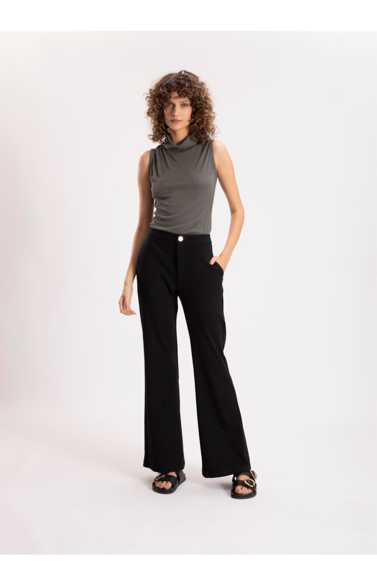 Calca Ponto Roma Bootcut Preto