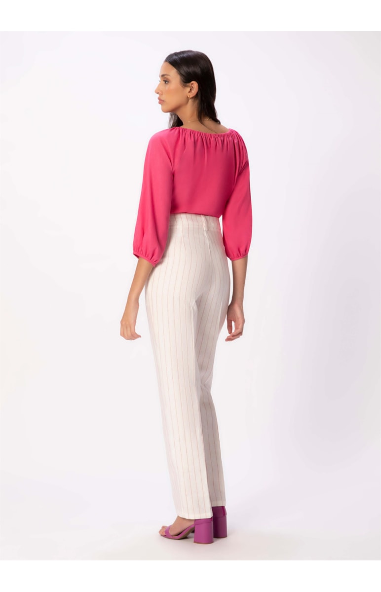 Calça Puro Linho Stripes Off White