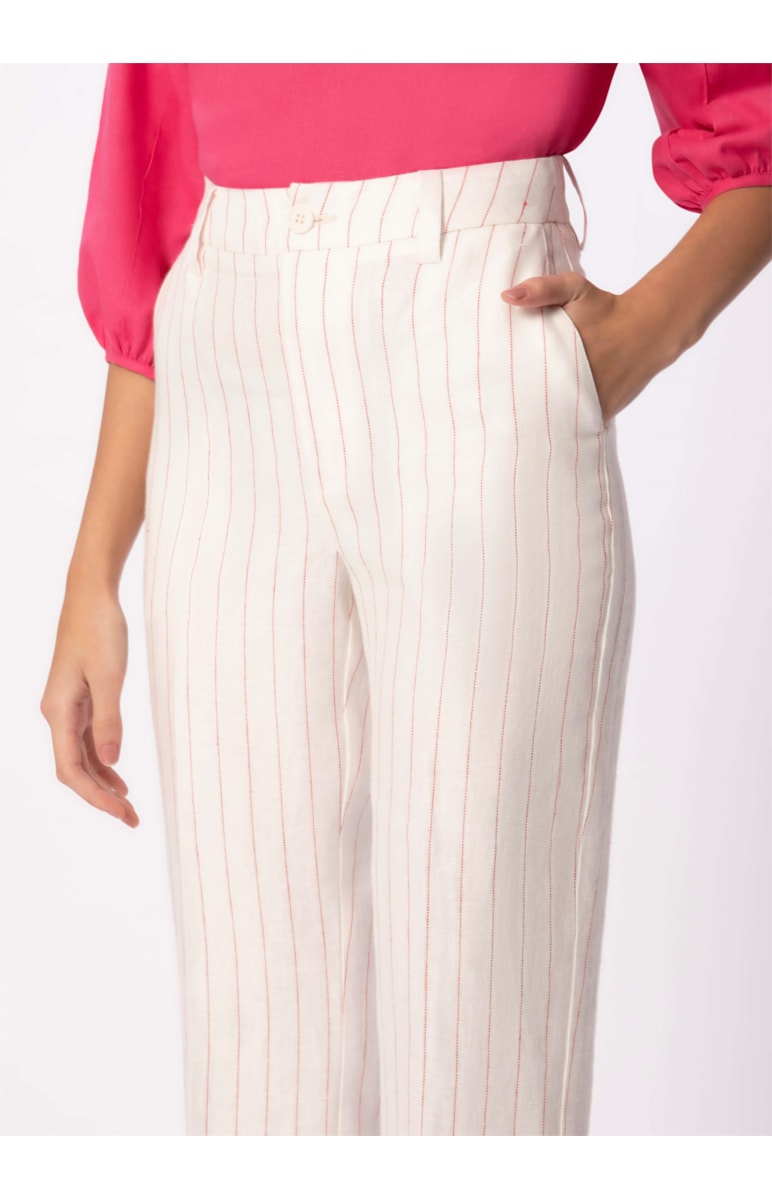 Calça Puro Linho Stripes Off White