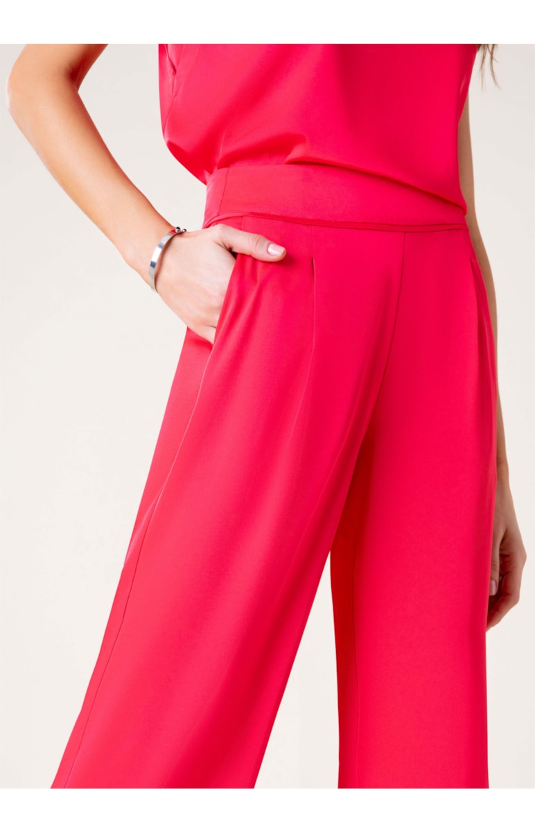 Calça Reta Cetim Pink