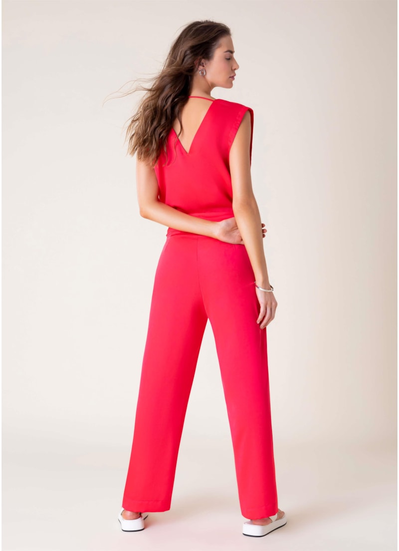 Calça Reta Cetim Pink