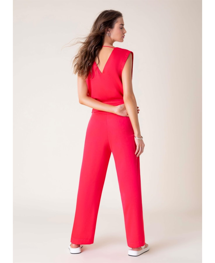 Calça Reta Cetim Pink