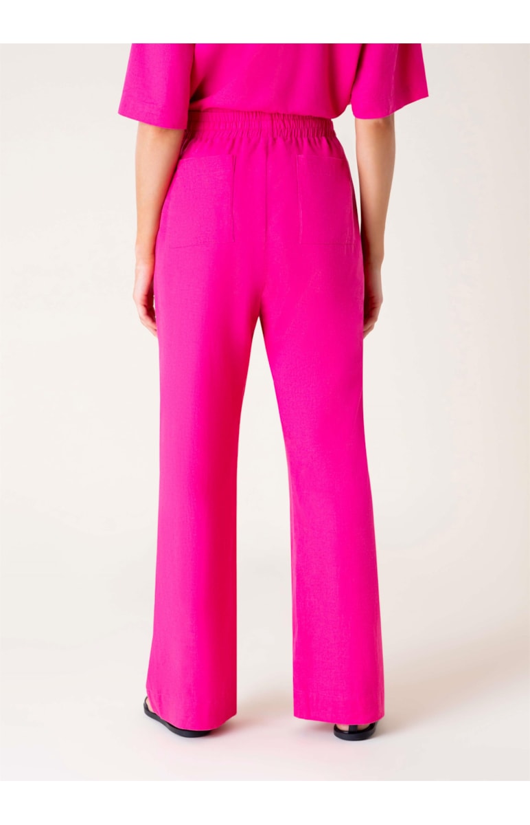 Calça Reta Linho Washed Rosa Gum