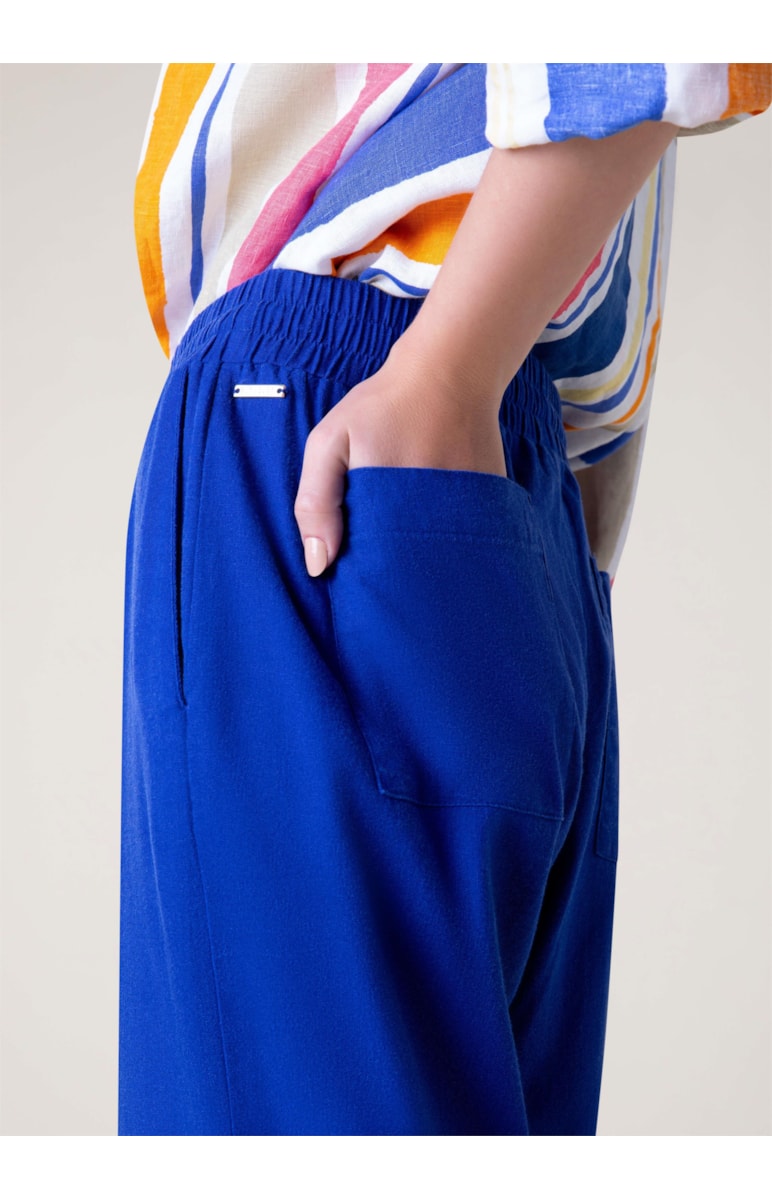 Calça Reta Linho Washed Royal