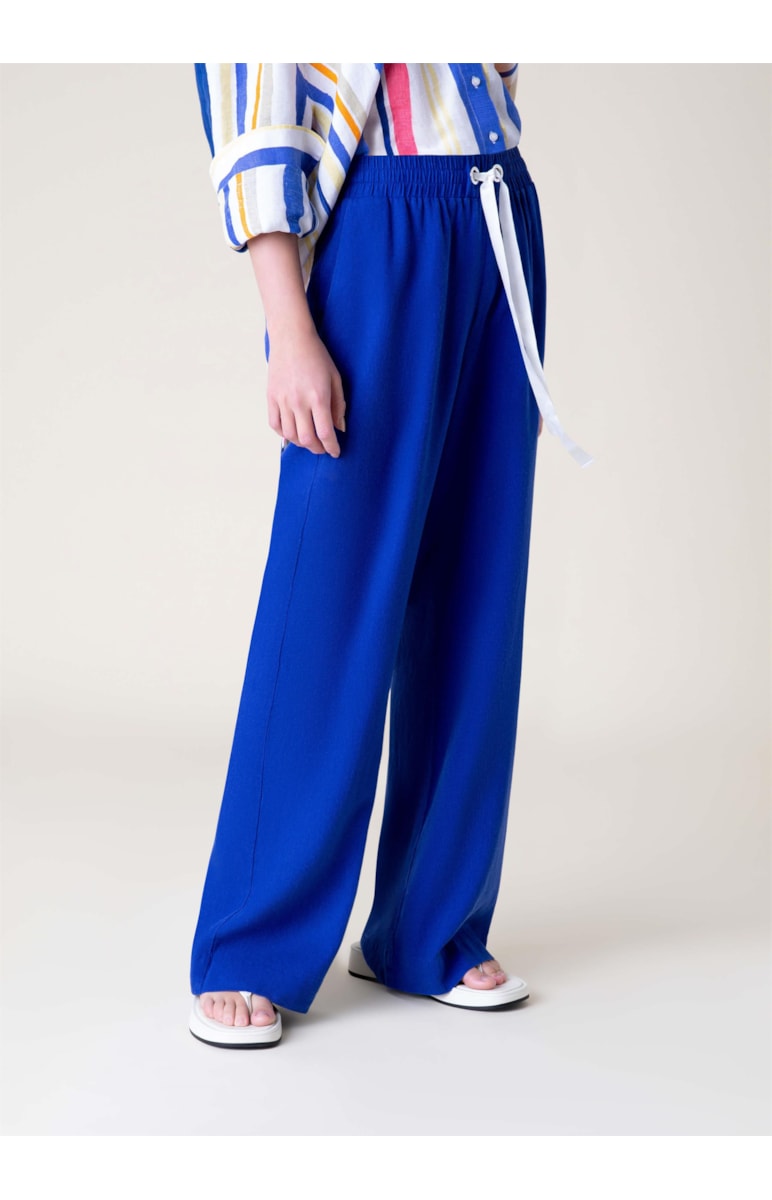 Calça Reta Linho Washed Royal