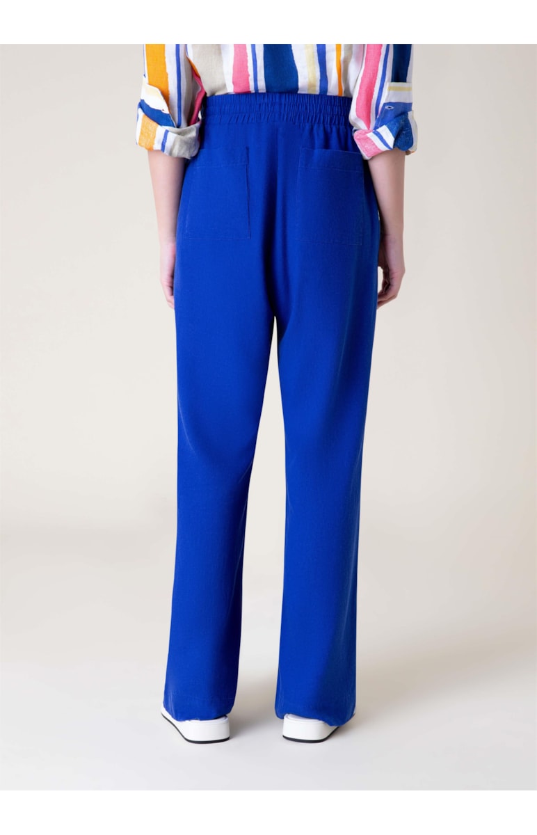 Calça Reta Linho Washed Royal