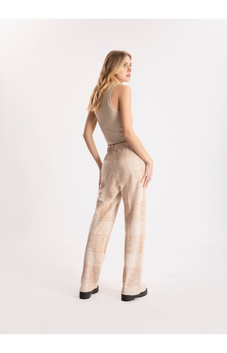 Calça Reta Natural Check Camel