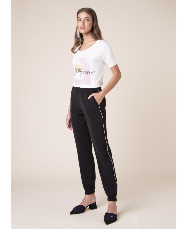 Calça Skinny Elástico Barra Preto