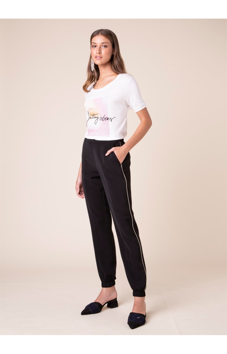 Calça Skinny Elástico Barra Preto