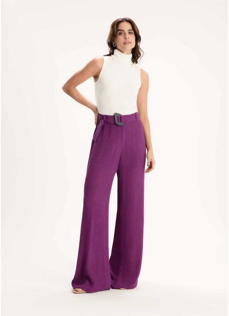 Calça Soft Texture Wide Leg Roxo