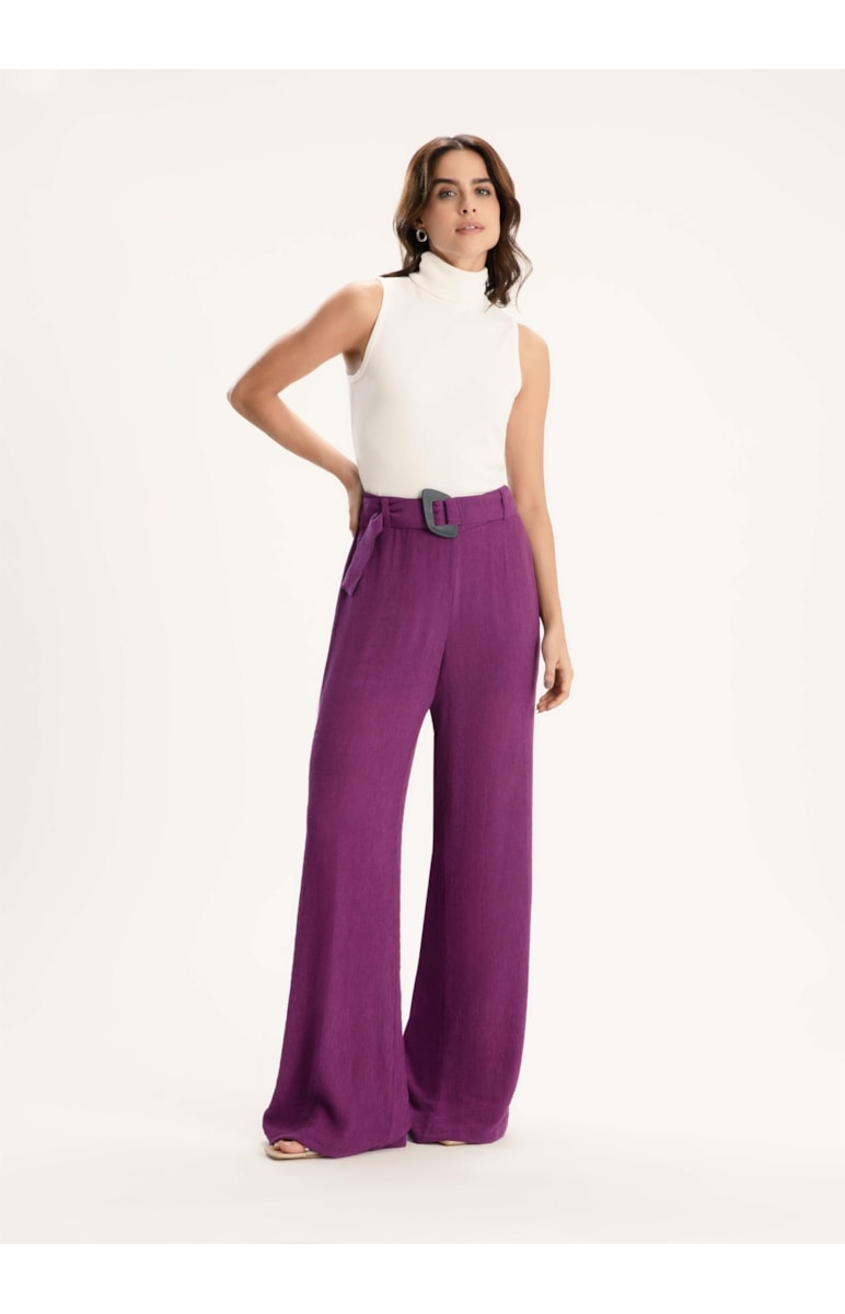 Calça Soft Texture Wide Leg Roxo