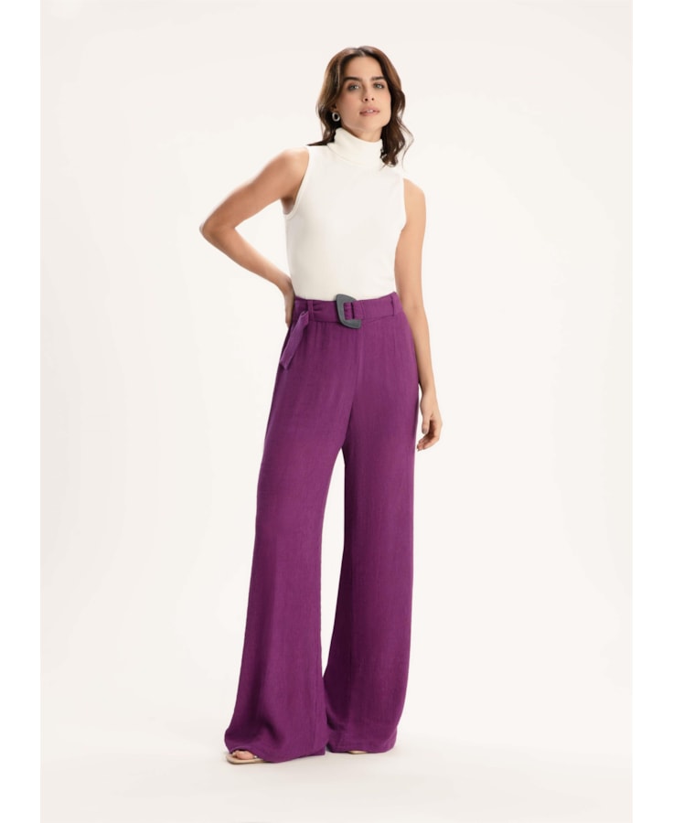 Calça Soft Texture Wide Leg Roxo