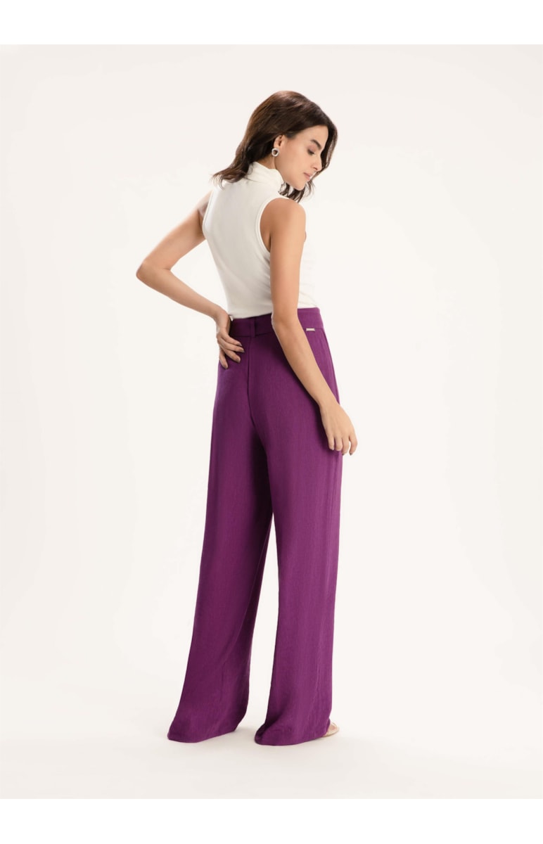 Calça Soft Texture Wide Leg Roxo