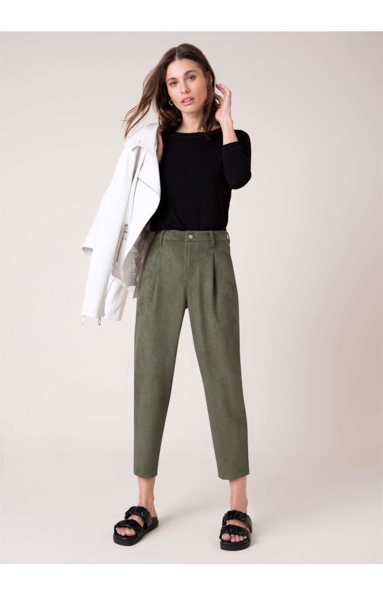 Calça Suede Carrot Verde Militar