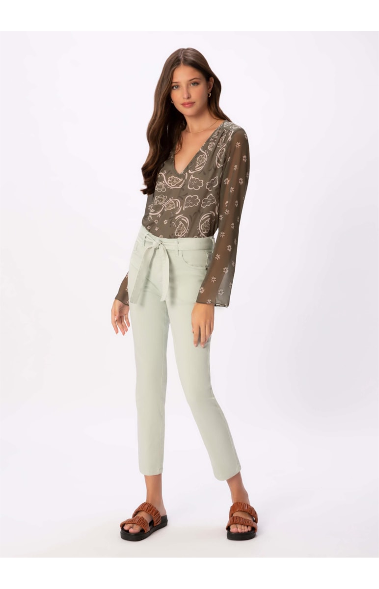 Calça Techno Color Sofia Cigarretefaix Verde Claro