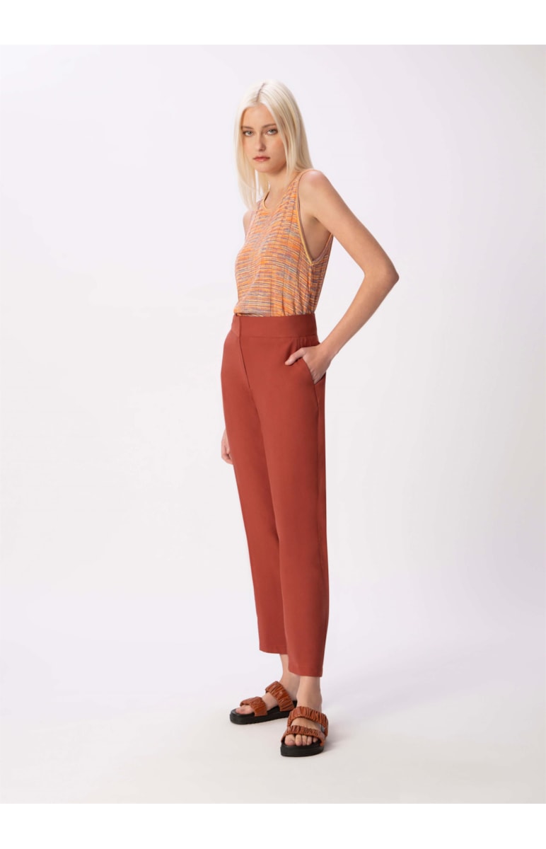 Calça Texture Cigarrete Marrom