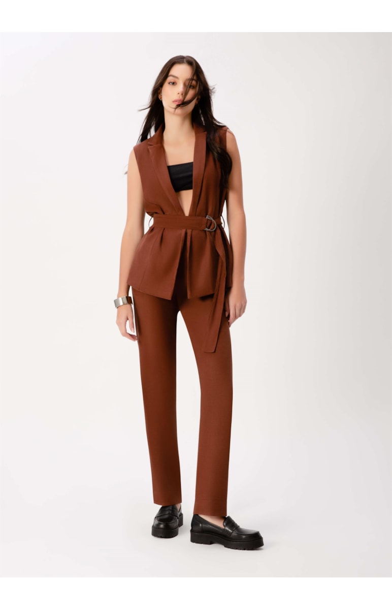 Calça Trama Line Marrom