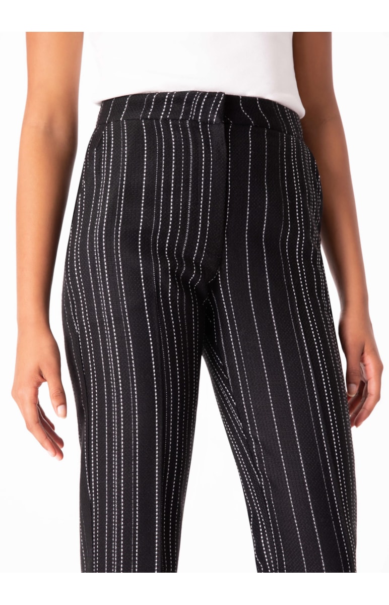 Calça Tweed Stripes Reta Preto