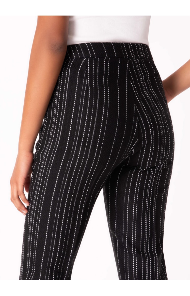 Calça Tweed Stripes Reta Preto
