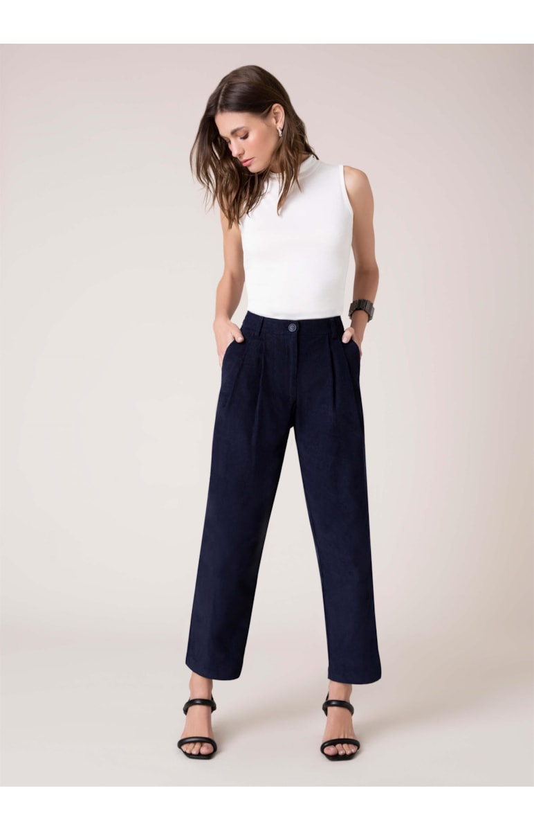 Calça Veludo Cotelê Marinho