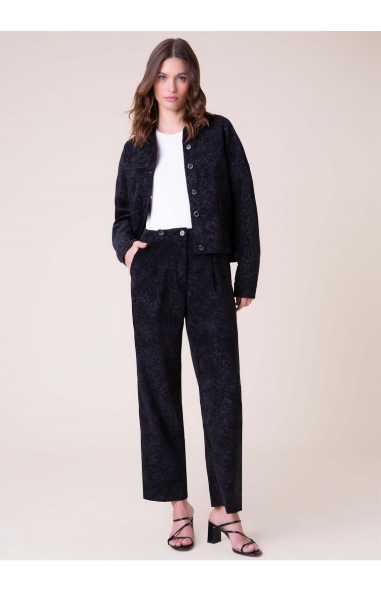Calça Velvet Onça Slouch Preto