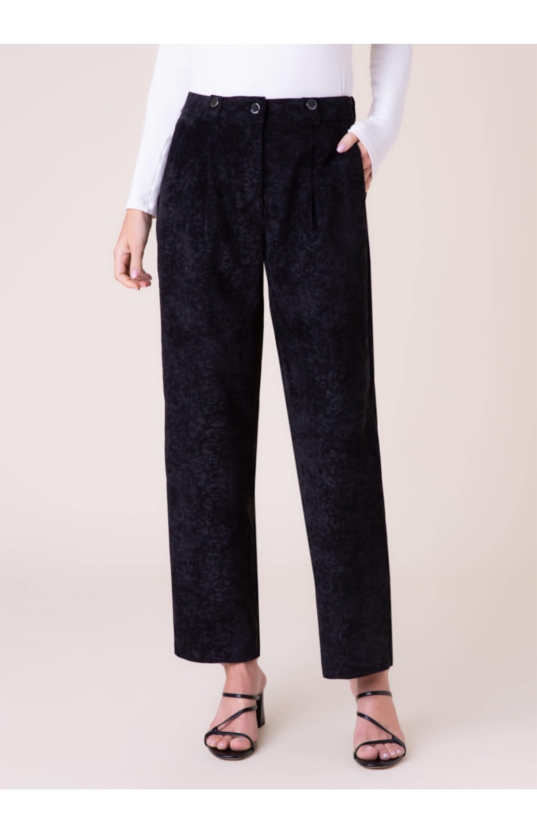 Calça Velvet Onça Slouch Preto