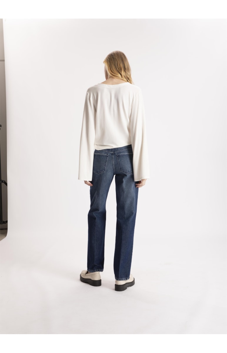 Calça Vintage Denim Slouch Bolso Cargo Lav. Escuro C/ Luvinha