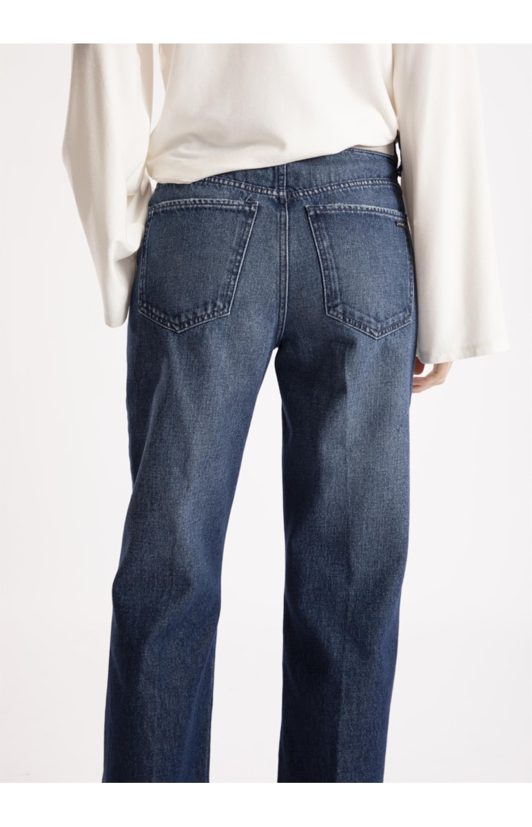 Calça Vintage Denim Slouch Bolso Cargo Lav. Escuro C/ Luvinha