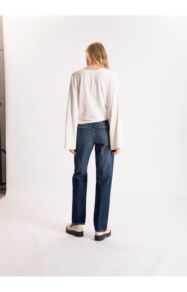 Calça Vintage Denim Slouch Bolso Cargo Lav. Escuro C/ Luvinha
