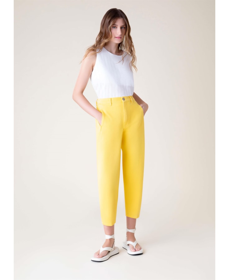 Calça White Denim Color Baggy Amarelo