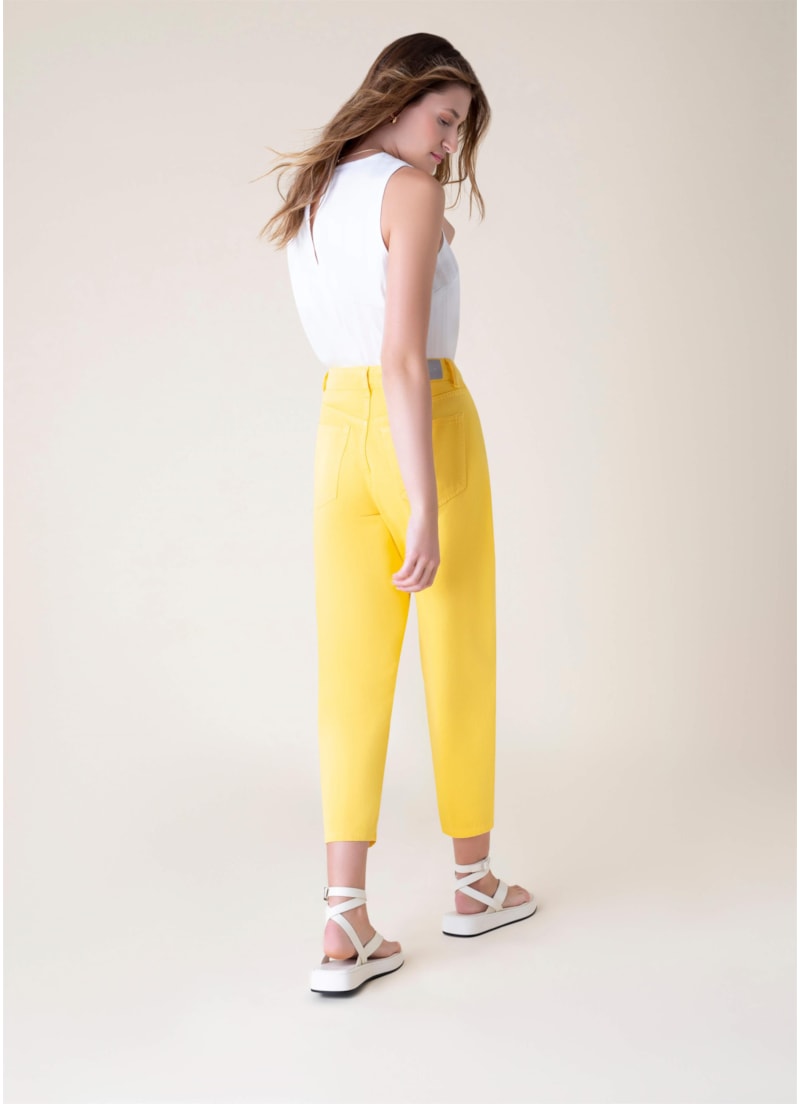 Calça White Denim Color Baggy Amarelo