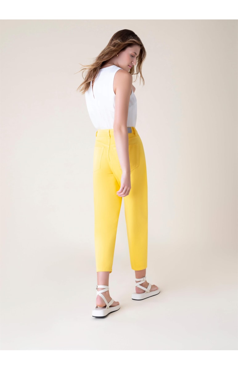 Calça White Denim Color Baggy Amarelo