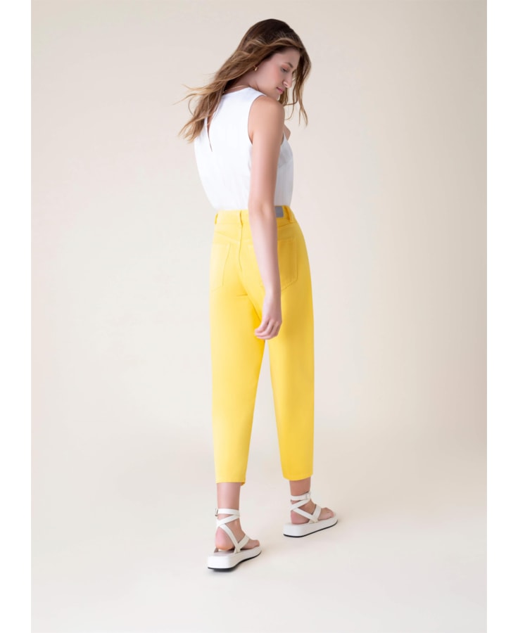 Calça White Denim Color Baggy Amarelo