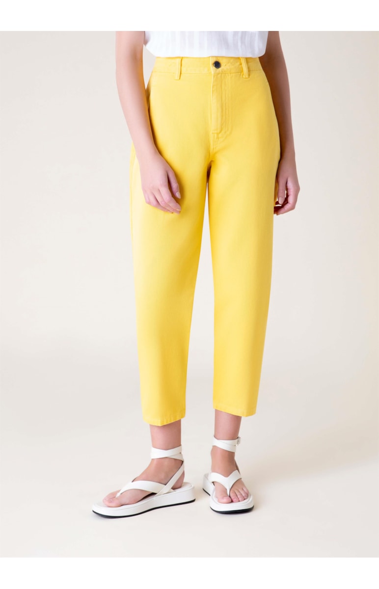 Calça White Denim Color Baggy Amarelo